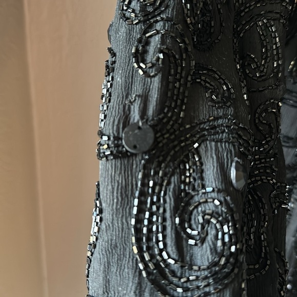 Vintage JOAN LESLIE Beaded Open Back Long Sleeve Dress - Picture 5 of 11